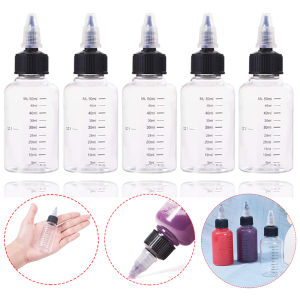 OMQAIO with Twist Cap Plastic Squeezable Graduated Measurement Pigment Container Refillable Bottles Makeup Tools Dropper Bottles Tattoo Ink Bottles