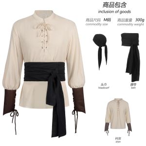 ชุดคอสเพลย์โจรสลัดผู้ชาย เสื้อเรเนซองส์ เสื้อกั๊กยุคกลาง ชุดฮาโลวีน