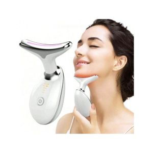 DHALUSA Health Electric Neck Massager with 7 Color Neck Beauty Device EMS Neck Facial Eye Massage Vibrating Massager Beauty Skin Care Tools