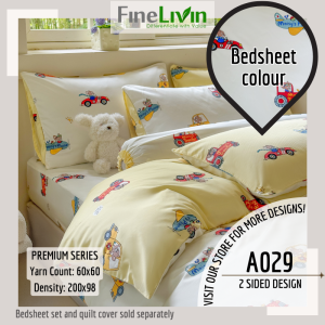 FineLivin Premium Junior Cotton Bedsheet Set with Quilt Cover - 360° Elastic Breathable Chemical-Free