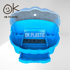 UniGlobal High Quality Clam Dish Drainer Kitchen Dish Rack Plate Organizer With Transparent Lid Space Saver