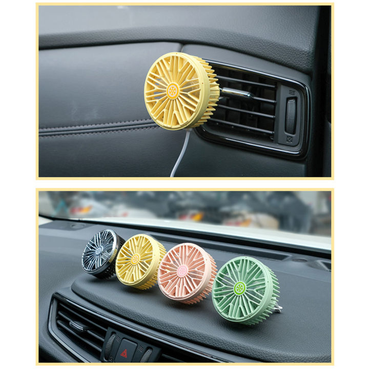 USB Electric Car Auto Air Vent Clip Outlet Fan Mini LED Light 7 Blade ...