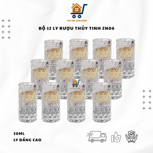 Set 12 Ly Thủy Tinh Vân Nổi 20ml ZN-06 Mini Sang Trọng Uống Rượu Tiệc Gia Đình Nhà Hàng