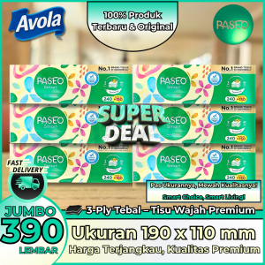 Tisu Paseo 390 Sheet 3 Ply (6 PACK) – Stok Tisu Lembut untuk Kantor & Usaha Food Grade & Anti Iritasi