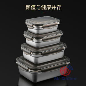High Quality SUS 304 Stainless Steel Lunch Box with Lid / Microwave heated/ Food Container Storage / Student school office lunch box