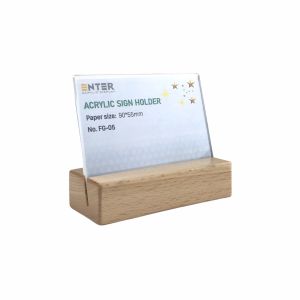 Kệ 1 mặt mica đế gỗ Enter FGKệ mica 1 mặt đế gỗ Enter FG-05 90x55mm Kệ thông tin sản phẩm Standee mica để bàn Bảng quét mã QR Code05