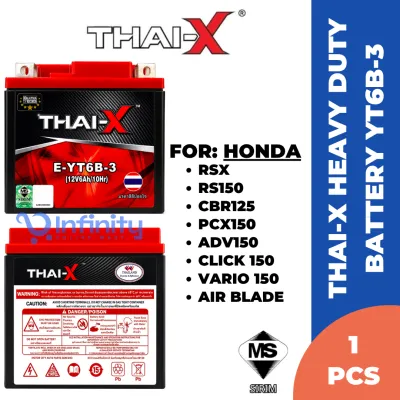 THAI-X YT6B Motorcycle Battery/ Bateri Motor Sirim For Rsx/ Rs150/ Air Blade/ Adv150/ Pcx150/ Vario150