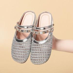 Free Shipping WomenS Slip-On Sandals 2026 Summer Collection Woven And Hollowed-Out Design Thick-Soled Closed-Toe For Outdoor Wear And With A Non-Slip Sole