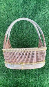 ตะกร้าทางมะพร้าว ตะกร้าใส่ของฝาก กระเช้าของฝาก มี2 ขนาด(เล็ก ก.10*ย.11*ส.12 นิ้ว) (ใหญ่ ก.11*ย.13*ส.14นิ้ว)