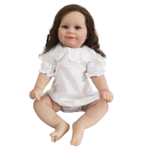 Búp Bê Tái Sinh Thân Gòn Mềm Mại Tóc Cắm Màu Nâu 60 cm = Maddie Reborn Silicon Vinyl Doll 24 inch PVN4915