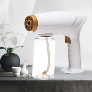 [COD]+Handheld portable wireless rechargeable spray . Mist Disinfection Gun Blue Light Defogging Spray + 300ml Disinfection Gun White Rechargeable Electric Disinfection Wireless Blue Light Negative Ion Nano Spray Gun