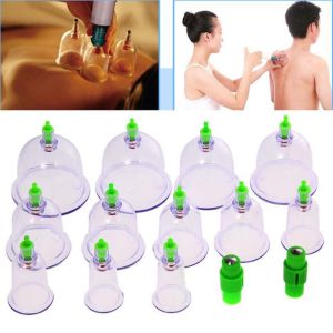 12PCS Traditional Ventosa Cupping Therapy Set Body Massage Back Pain Relief Therapy Pump Ventusa Glass Set