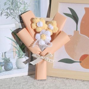 YONIT Hand Woven Crochet Flowers Fake Flowers Knitted Flower Woven Simulated Flower Home Decoration Romantic Artifiical Folwer Bouquet Valentines Day