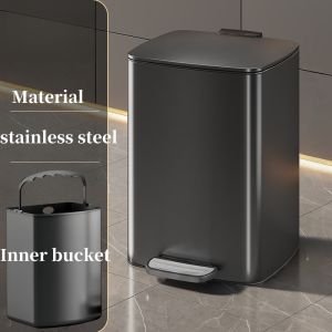 30L stainless trash bin can with pedal for room bathroom kitchen garbage bin with cover big size