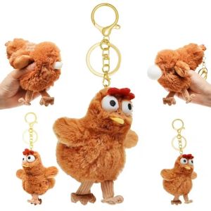 Lông Gà Squeak Sang Trọng Đồ Chơi Xấu Xí Hen Hình Móc Khóa Ngộ nghĩnh Kawaii Gà Mặt Dây Chuyền Móc Khóa Búp Bê Cho Nữ Quà Tặng Sinh Nhật
