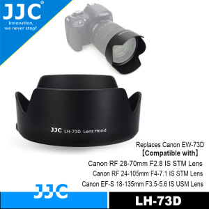JJC Reversible Lens Hood Shade Replaces EW-73D for Canon RF 28-70mm F2.8 IS STM LensRF 24-105mm F4-7.1 IS STM LensEF-S 18-135mm F3.5-5.6 IS USM LensAllows putting Ф67mm Filter & Original Lens Cap