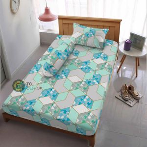 Sprei single 90x200 sudut karet seprai aesthetic motif kotak polos