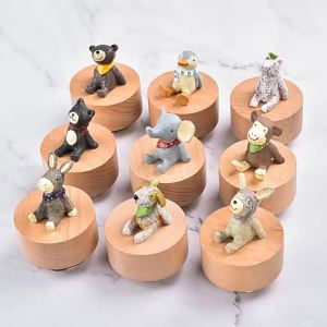 FFBH Look Up Starry Sky Round Music Wooden Creative Furniture Ornaments Birthday Christmas Gift Music Boxes Home Decoration K7M2P