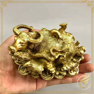 Tượng Trâu Vàng Bộ 12 Con Giáp Trang Trí Bằng Đồng Thau Decor Phong Thủy Trâu Đồng Tài Lộc - Đồ Đồng Thuận Tâm