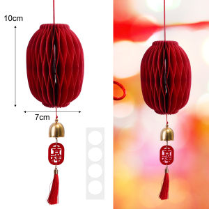 YESPERY 10cm Red Lantern 2026 New Year 3D Honeycomb Ball Lantern with Bell Tassel Pendant Chinese Lucky Hanging Decor Festival Supplies
