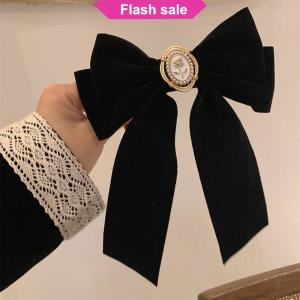 Flash Sale New Black Velvet Bow Hair Pins Elegant Fabric Alloy Roses Hair Clips for Women Fashion Ponytail Barrette Heawear Accessories