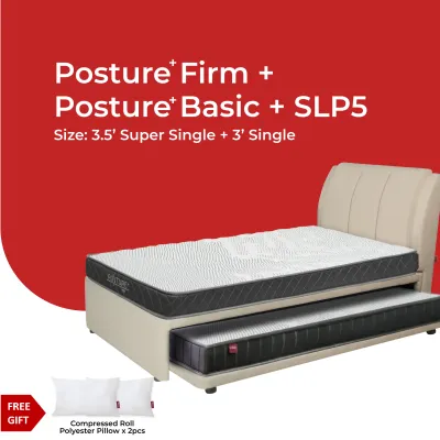 (FULL SET PULL OUT BED) Goodnite SLP5 Super Single Top +Single Bottom Pull Out Bed Frame + 3.5 Posture Firm + 3 Posture Basic Mattress