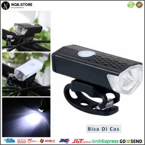 Lampu Depan Sepeda LED - USB Bike White Light Rechargeable - Penerangan Senter Cahaya Putih