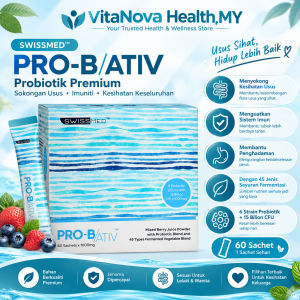 【VitaNova.MY】SWISSMED® ProB-ATIV Probiotics 15 Billion CFU Gut Health & Digestive Support Sachet Probiotic (60’s)