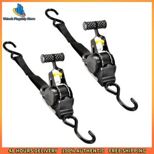 Vktech Durable 2Pcs Auto Reel Ratchet Straps 3.3M with Hooks for Luggage and Moving Cargo Tie Down