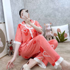 [HCM] Đồ bộ tole nữ mặc nhà pyjama tay ngắn quần dài phối ren xinh xắn SHOP5SAO (43-75kg)