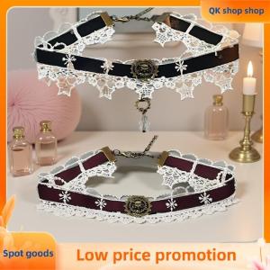 ✨QK shop✨ Gothic Punk Steampunk Necklace Christmas Ribbon Lace Choker Collar Necklace