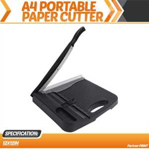 Partner Print - Portable Paper Cutter with Handle A4 Black Cutting Tools for Home & Office