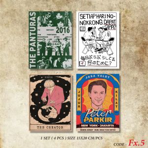 { Poster Vintage } Sudah dengan Bingkai - Harga untuk 1 set ( 4 Bingkai ) Siap Pajang