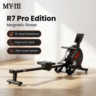 MY-HI Magnetic Rowing Machine 16-level Adjustable Resistance LED Monitor Fitness Equipment