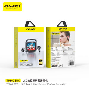 Awei TP100 Âm bass mạnh âm thanh nổi HiFi Tai nghe Bluetooth Tai nghe không dây tai nghe tiêu cự chống ồn 50dB enc màn hình cảm ứng