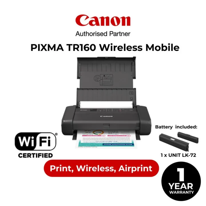 CANON PIXMA TR160 Wireless Mobile Printer with Battery (LK-72)
