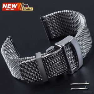 2026 New High Quality Milanese Stainless Steel Watch Band 20mm 22mm for Folding Clasp Strap for Busines Wristband 1.0Mesh