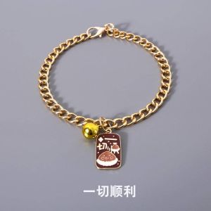 Pet Metal Chain with Lucky Pendant for small Medium Dogs Cats Chihuahua Pug Dog Cat Bell collar Necklace