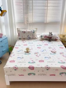 Garterized Bed Sheet Washed Cotton Fittedsheet Cute Single/Super Single/Queen/King Hello/Monster University/Doughnut Bedsheet