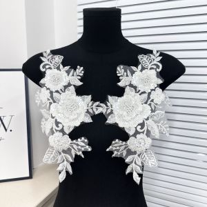 FWFHTP Bead Lace Flower Stickers Embroidery Handmade DIY Embroidery Lace Sewing Accessories DIY Flower Cloth Pieces Wedding Dress Decoration