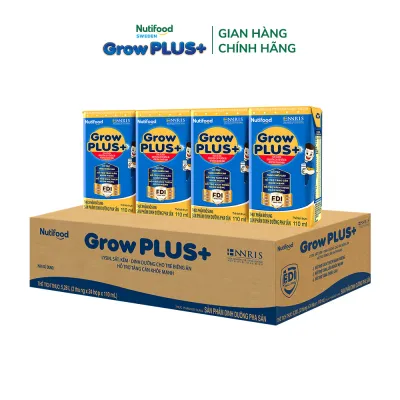 Thùng 48 hộp Sữa Nước Pha Sẵn Nutifood GrowPLUS+ Biếng Ăn (Xanh) 110ml - Hỗ trợ kích thích ngon miệng tăng cân khỏe mạnh - Trên 2 tuổi