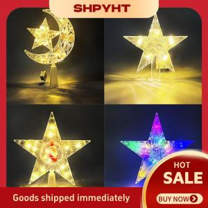 SHPYHT 15 21 30cm phát sáng cây Topper long lanh sáng sao Xmas cây trang trí ấm áp màu trong suốt ngôi sao năm cánh trang trí nội thất