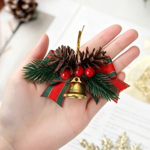 SIERWU 5pcs Có Chuông Đồ trang trí Giáng sinh Thiết kế nơ Đỏ Xanh Đồ trang trí treo cây thông Noel  Vật liệu hỗn hợp Bộ trang trí hộp quà Đồ trang trí ngày lễ