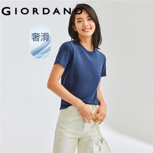 Giordano Beau Monde Women Solid color short sleeve crewneck tee Free Shipping 13323201