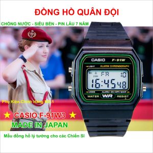 Đồng Hồ Nam/Nữ Casio F-91W3 .b. Made In Malaysia Chống Nước Siêu Bền Pin Lâu