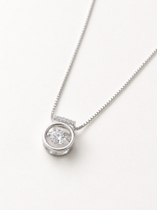 MINIMALIST LAB 925 Sterling Silver Orianna Heartbeat Dancing Diamond Necklace Rantai CZ