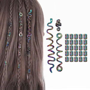 Đầy Màu Sắc Dân tộc Tóc Nhẫn Tóc Hạt Lỏng Cuộn Dây đồ trang sức tóc Cho Bện Dreadlock Hạt kẹp tóc Bện Nhẫn Bện Clip