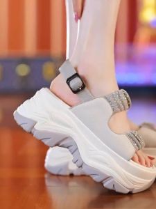 Thick-soled Flatform Sports Sandals for Women To Wear Outside The Summer New Versatile Bright Diamond Beach Roman Sandals for Women