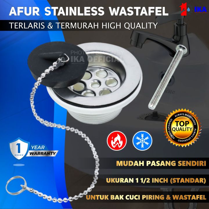 AFUR WASTAFEL 11/2 11/4 INCH SARINGAN PEMBUANGAN AIR BAK CUCI PIRING PLASTIK / STAINLESS TERMURAH