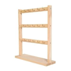 ANBIHE Wooden Jewelry Storage Rack with Hooks Creative Jewelry Display Stand Miscellaneous Organizer Simple Bathroom Shelf Stall Stand